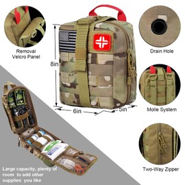 Gifts for Men Dad Christmas LUXMOM Survival Kit and First Aid Kit, 142Pcs Professional Survival Gear and Equipment with Molle Pouch, for Men Camping Outdoor Adventure