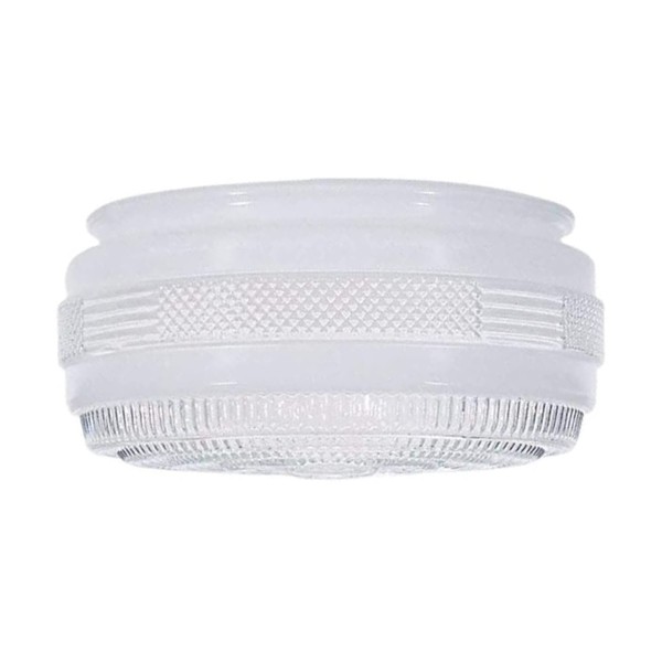 Aspen Creative 23604-01, 6" Clear And White Drum Replacement Glass Shade For Ceiling Fixture, 6"Dia x 3-1/4"H/Fitter 5-5/8"