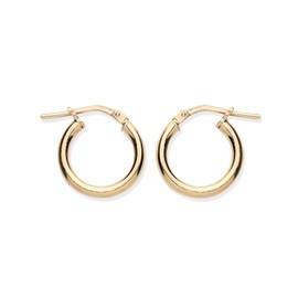 9ct Yellow Gold on Silver 15mm Plain Hoop Earrings