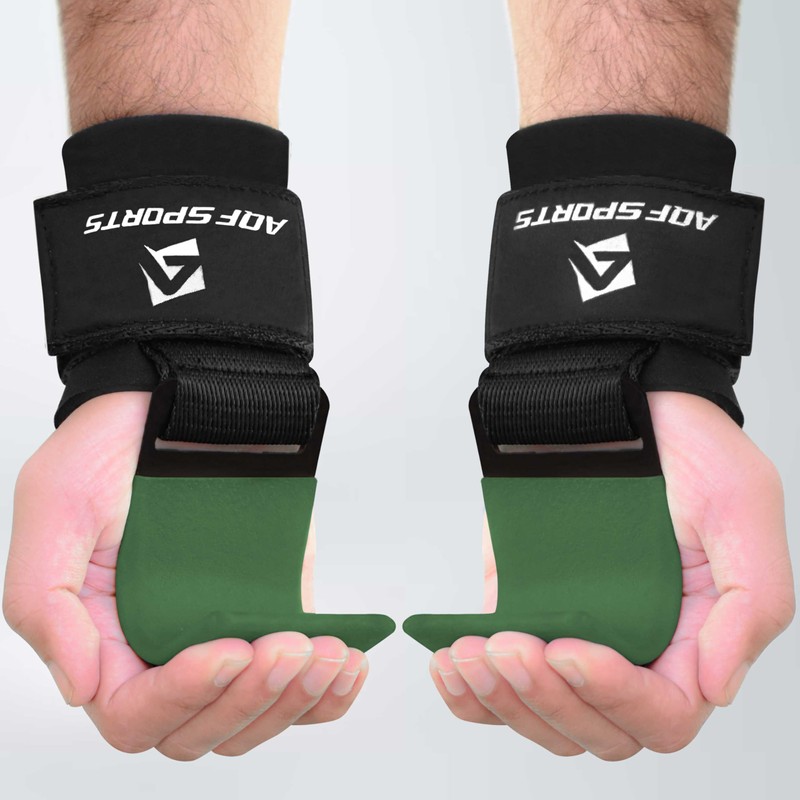 AQF Weight Lifting Hooks Straps, Non-Slip Rubber Coating Grips 8mm