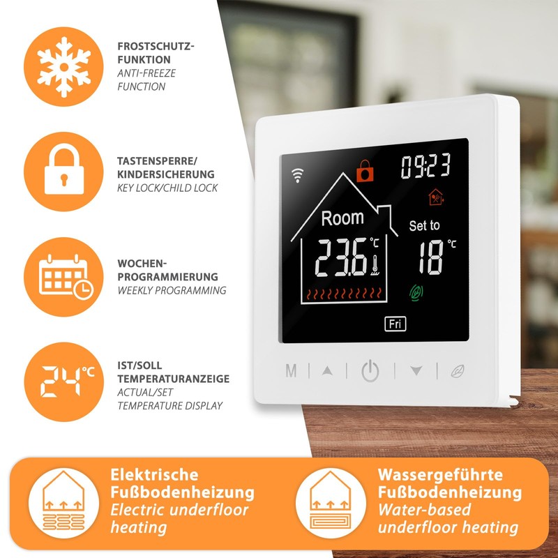Mi-Heat M2 Room Thermostat WLAN White - Alexa Tuya Smart