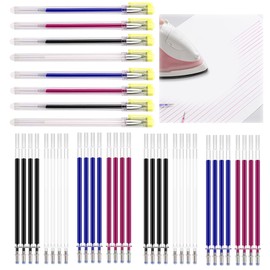 BERNOI 4 Colors Heat Erasable Pens Fabric Marking Pens with 20 Refills for Quilting Sewing, Dressmaking, Fabrics, Tailors Sewing with Yellow Cap