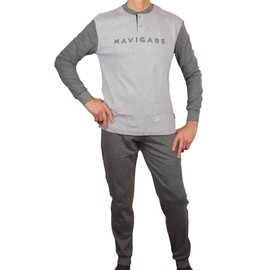Navigare Men's Pyjamas Winter Warm Cotton Interlock Grey 2141340, 2141350 g. melange, L