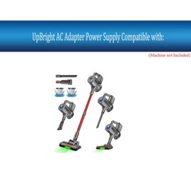 UpBright AC/DC Adapter Compatible with CHOSBE Model S10 Pro S10Pro 22.2V 2200mAh 48.84Wh Li-ion Battery 500W 35Kpa Powerful Suction Lightweight Cordless Stick Vacuum Cleaner Power Supply Cord Charger