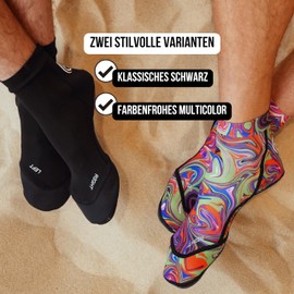 PLAVINS Beachsocks - Professional Design Beach Socks for Sports on the Beach - Beach Volleyball, Football, Tennis, black, XL