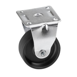 Metafranc Fixed castor, diameter 50 mm, 42 x 42 mm plate, plastic wheel, hard running surface, plain bearing, 40 kg load capacity, transport castor, furniture castor, heavy duty castor, 800560, black