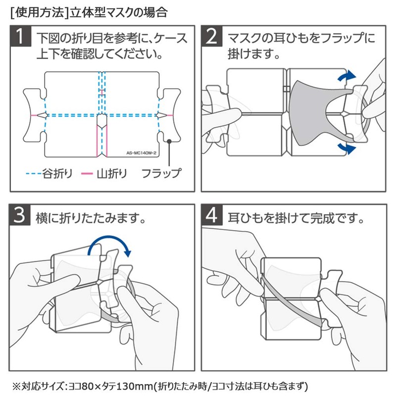 Kokuyo AS-MC140W-5 Mask Case, Compact Folding Mask Case, 5 Pieces