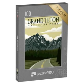 puzzleYOU: Puzzle 100 Teile „Wyoming - Vintage Design“