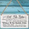 Hot Tub Rules Wooden Plaque 19cm - Humorous Garden Man