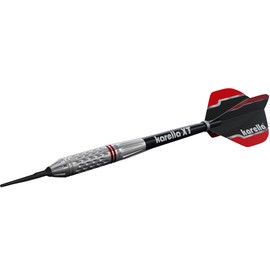 Karella Softdart Commander Silver 90% Tungsten Soft Darts, 19 g, for Electronic Dartboard, 2BA Thread, 3 Darts with Plastic Tip, Dart Machine, Tungsten, Professional Type with Flight and Shaft