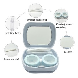 Howinn 4 Pack Contact Lens Case Cute, Colorful Contact Case with Mirror Tweezers Remover Tool, Outdoor Mini Contact Lens Soak Storage Kit for Travel & Home
