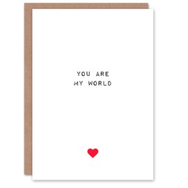 Artery8 Valentines Day Greeting Card You Are My World For Him or Her