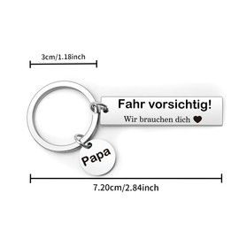 Father's Day Gift for Dad, Thank You Gifts, Key Ring, Driving Cautious, Christmas, Easter Gift, New Year Gifts, Retirement, Birthday, Father's Day, Valentine's Day, Best Gift for Dad, silver