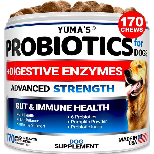 Probiotics for Dogs and Digestive Enzymes - 170 Dog Probiotics