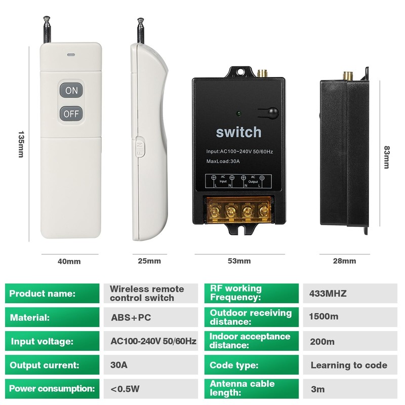 Jadeshay Wireless Light Switch 230 V, Remote Control Switch, Wireless