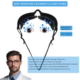 Moisture Chamber Glasses for Dry Eyes Relief,3D Hydrating Sleep Goggles with Soft and Comfortable,Sealed Sleep Mask for CPAP Users,Perfect fit,Adjustable Strap