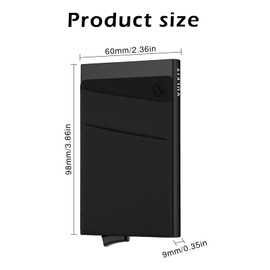Slim Card Holder with Money Pocket - RFID Blocking Metal Pop-Up Wallet for Men, Minimalist Aluminum Credit Card Wallet Holds 5 Cards and Cash, Slim Wallet Design (Black)