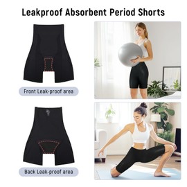Voxshe - Ropa interior de época para mujer, lavable, absorbente, a prueba de fugas, pantalones cortos de época para mujer, Negro -, Large