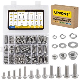 UPVONT Metric Flange Bolts and Nuts Assortment Kit (288 PCS)- Stainless Steel 304, M6 x 1, M8 x 1.25, M10 x 1.5, Serrated Flange Bolts 12 Sizes (12mm to 35mm), ISO Compliant