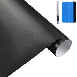 NewL 30 cm x 150 cm schwarz gebürsteter Edelstahl Metallic Vinyl Folie Folie Matt Gebürstetes Chrom Auto Wrapping Folie Aufkleber Folie Folie Folie Aufkleber Bogen für Motor Laptop Möbel (schwarz)