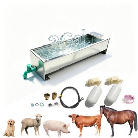 Paiaojia Automatic Livestock Water Trough 3 Gallons/12 Quart Livestock Animal Stainless Steel Automatic Waterer with Float Valve Kit for Goat Cattle Horse Hog Pigs Dog Outdoor, 22" L x8.6 W x 5.1" H