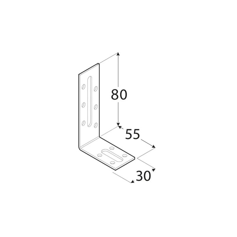 80mm x 55mm x 30mm Galvanised Steel Adjustable Angle Brackets
