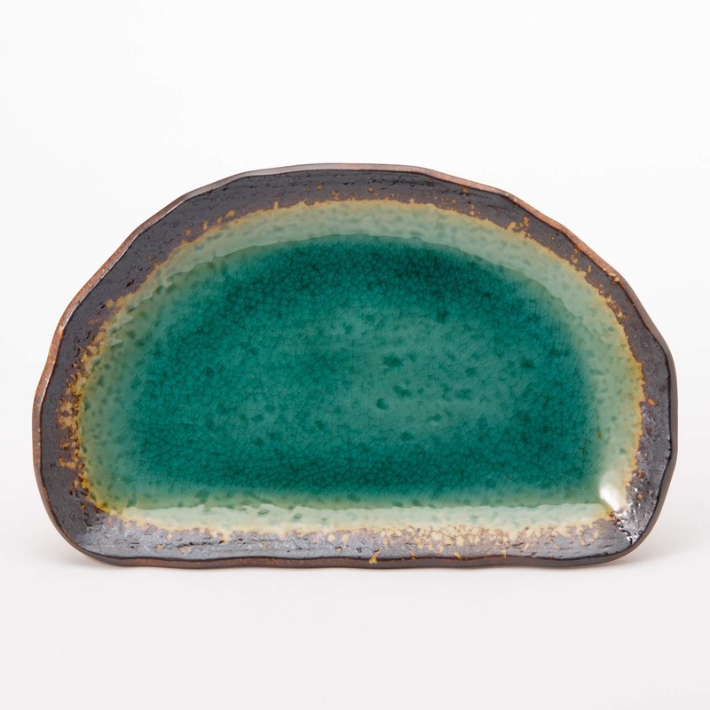 Mino Ware K51229 Long Plate, Half Moon Shape, Approx. 8.3