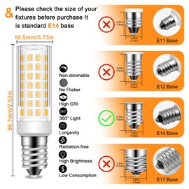 TRIJZHOU E14 LED Light Bulb 6W 120V European Equivalent 60W Halogen Bulb, Warm White 3000K E14 Base for Cooker Hood Bulbs (Pack of 4)
