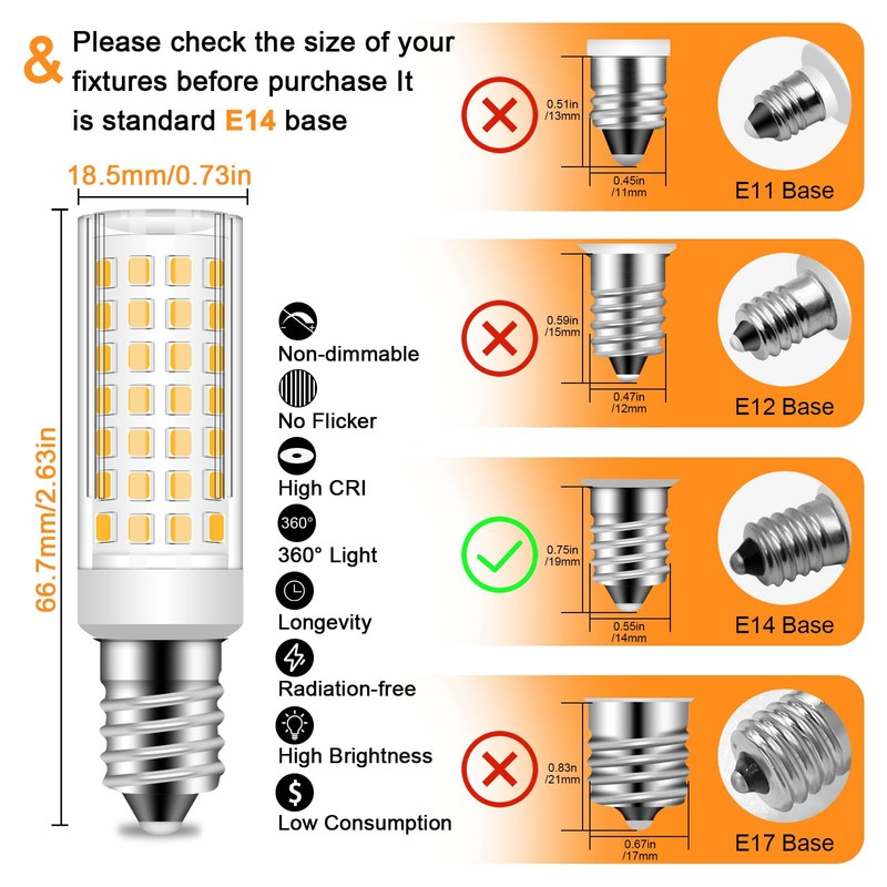 TRIJZHOU E14 LED Light Bulb 6W 120V European Equivalent 60W