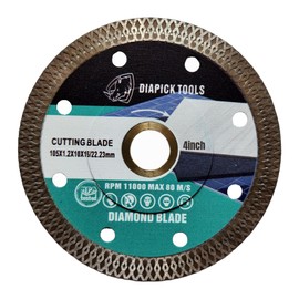 DIAPICKTOOLS 5PCS 4inch Diamond Thin Turbo Blade Saw Cutting Disc for Porcelain Ceramic Tile Stone Granite Marble 7/8" Arbor Reinforced Type Include 5/8" Ring (5)