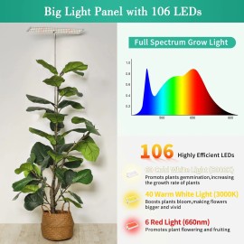 Lordem Grow Lights for Indoor Plants Full Spectrum, Tall Plant Lights for Indoor Gro