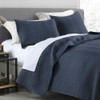 Quilt Set Twin Size Navy Blue, Classic Geometric Chevron Stitched
