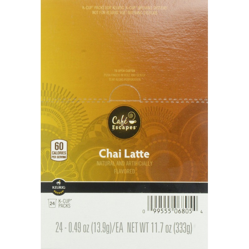 Café Escapes Chai Latte K-Cup Portion Count for Keurig Brewers,