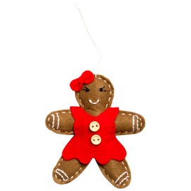 Sass & Belle Felt Gingerbread Girl Decoration, Multi-Colour