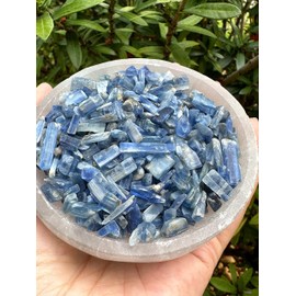 Blue Kyanite Chips – Natural Mini Blue Kyanite Stones, Crushed Undrilled Blue Kyanite, Semi-Tumbled Genuine Blue Kyanite (1/8 lb)