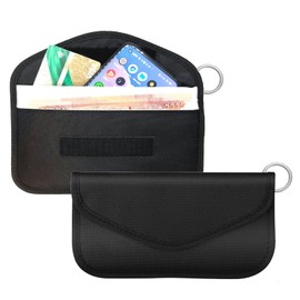 Bag for Mobile Phones and Car Keys, Keyless Go Protection, Pack of 2 Carbon Fibre Leather Bag, RFID Blocker Car Key Case, Signal Blocker Bag, Shielding, Anti-Tracking, RFID Signal Blocking