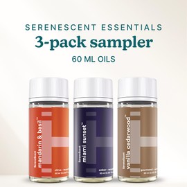 SereneScent Essentials 3-Pack Oils, 60ml Fragrance Oils for Diffusers – Mandarin Basil, Miami Sunset, Vanilla Cedarwood – Natural, Plant-Based, Long-Lasting Aromatherapy Scents by Homedics