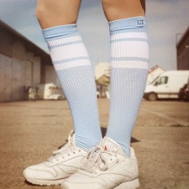 Spirit of 76 Men's & Women's High Retro Socks, Blue - White