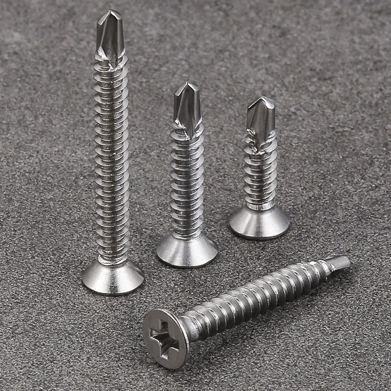 Wensilon（250pcs）#8×1-1/4”for Sheet Metal Self-Tapping Screws 410 Stainless Steel Flat Head