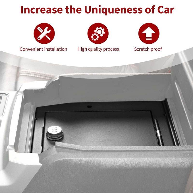 PDKLIN for F150 Center Console Organizer Gun Safe Box with