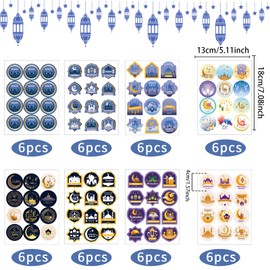 KIKVTER Eid Mubarak Stickers, 576 Pieces Ramadan Stickers, Eid Mubarak Sticker Stickers, Muslim Adhesive Label Stickers, Party Decoration Stickers for Gift Wrapping, Candy Stickers