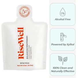 Risewell Travel Size Balancing Mini Mouthwash, 0.5 oz, Alcohol Free with Xylitol