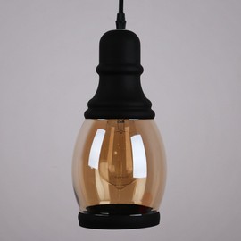 Unitary Brand Antique Black Metal and Glass Jar Farmhouse Pendant Lighting for Kitchen Island with 1 E26 Bulb Socket, Industrial Hanging Lights, Dining Room Pendant Light Fixture