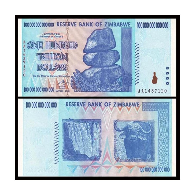 Generic 100 Trillion commemorative paper, Uncirculated, Zimbabwe, blue/green, zim100000