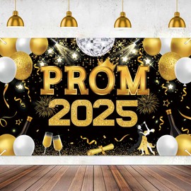 Prom Night Banner Prom Decorations 2025, Large Fabric Class of 2025 Banner, Prom Night Background Decorations Graduation 2025 Prom Party Decorations Indoor Outdoor(180 * 110cm)(Style C)