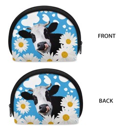 LJMKZJN Coin Purse Pouch with Smooth Zipper Belt Unisex Mini Coin Storage Bag for Key Coin ID Card Holder Watch, Floral Cow Print, Multi