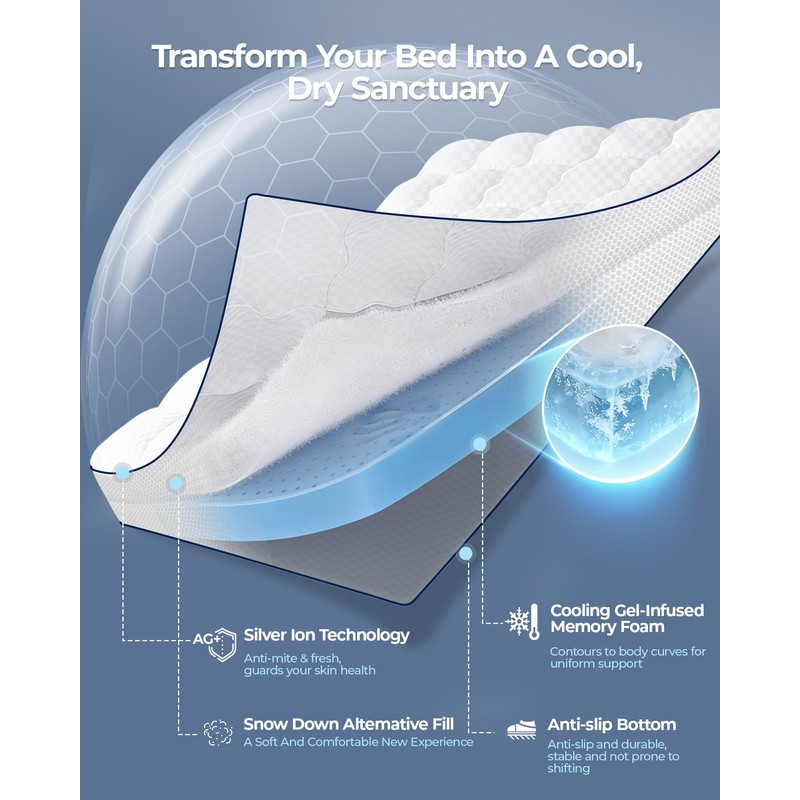 4 Inch Mattress Topper Queen Integrated Dual Layer, 2-in-1 Cooling