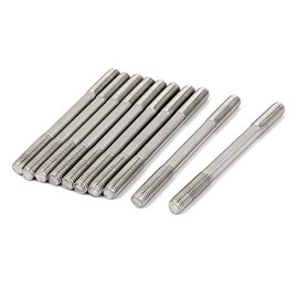 Sourcingmap M8 x 100mm Tight Adjustable Push Rod Double End Thread Stud Silver Tone 10pcs