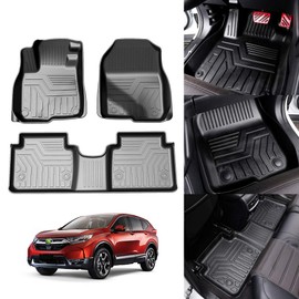 KUST Floor Mats for Honda CRV 2017-2022, CR-V All Weather Floor Mats, TPE Car Mats Front Rear 2 Row Floor Liners, High Edges, Anti-Slip