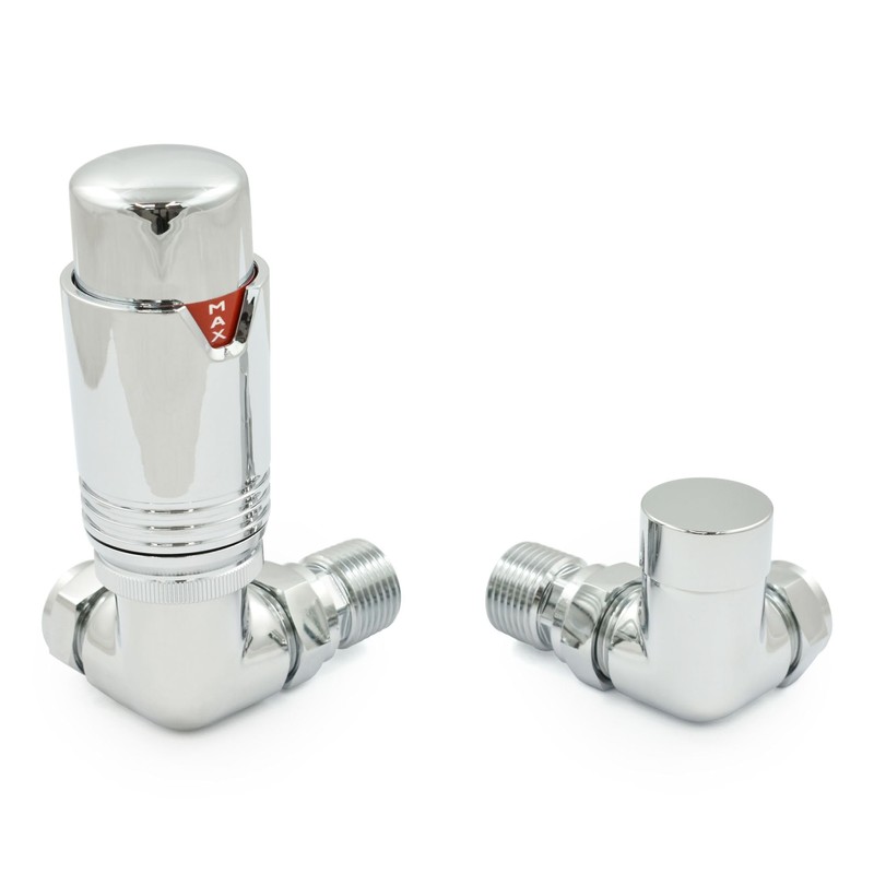 Thermostatic Radiator Valve Chrome Corner TRV – Style (Chrome)